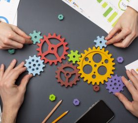 still-life-business-roles-with-various-mechanism-pieces